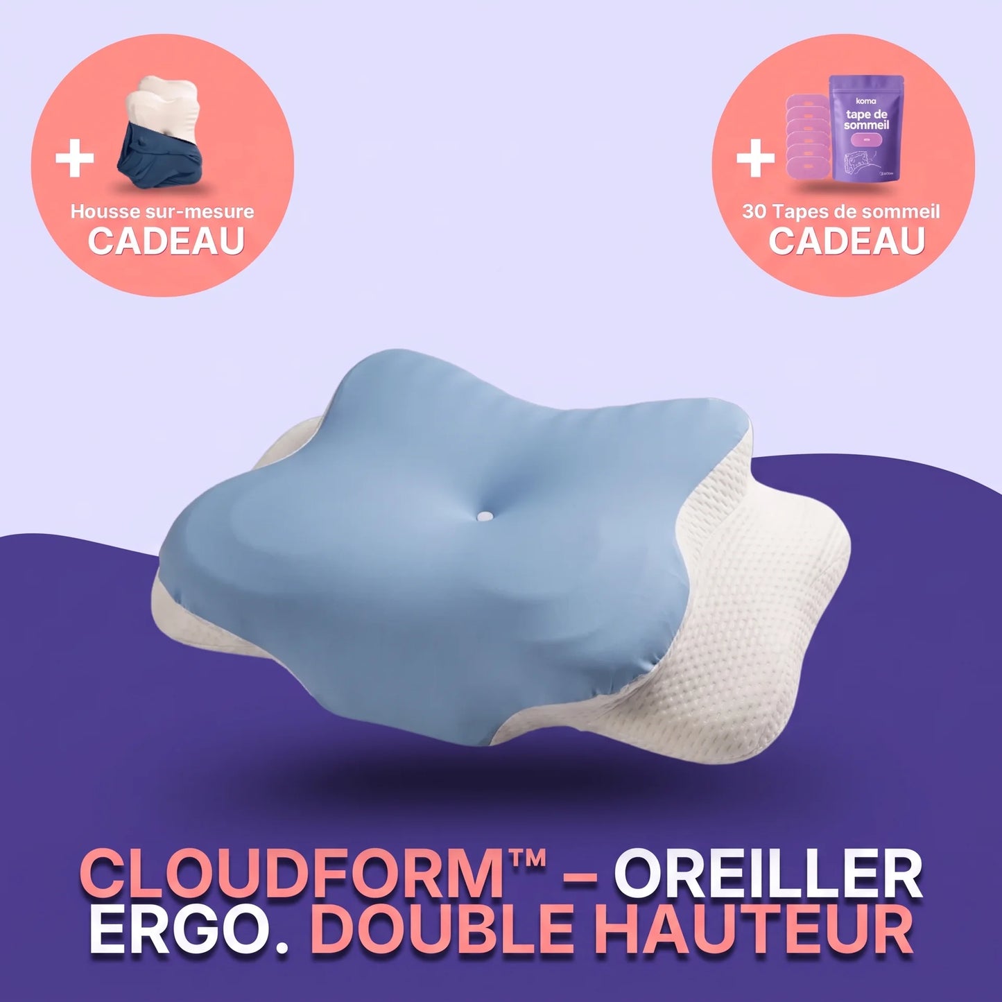CloudForm™ – Oreiller ergo. double hauteur